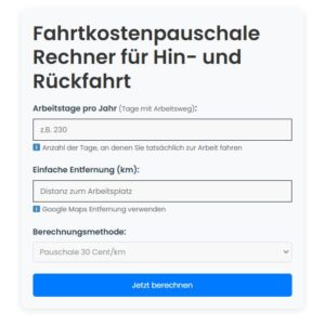 Fahrtkostenpauschale Rechner