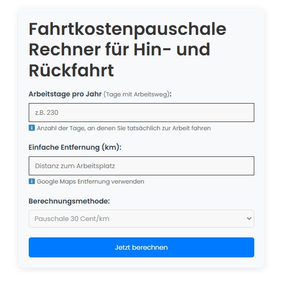 Fahrtkostenpauschale Rechner